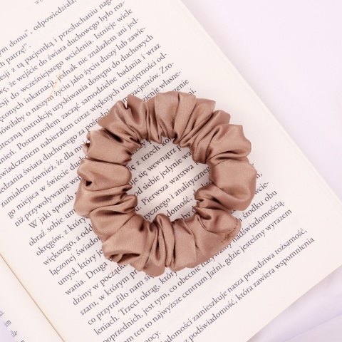 Gumka do włosów - scrunchie S ciemny cappuccino